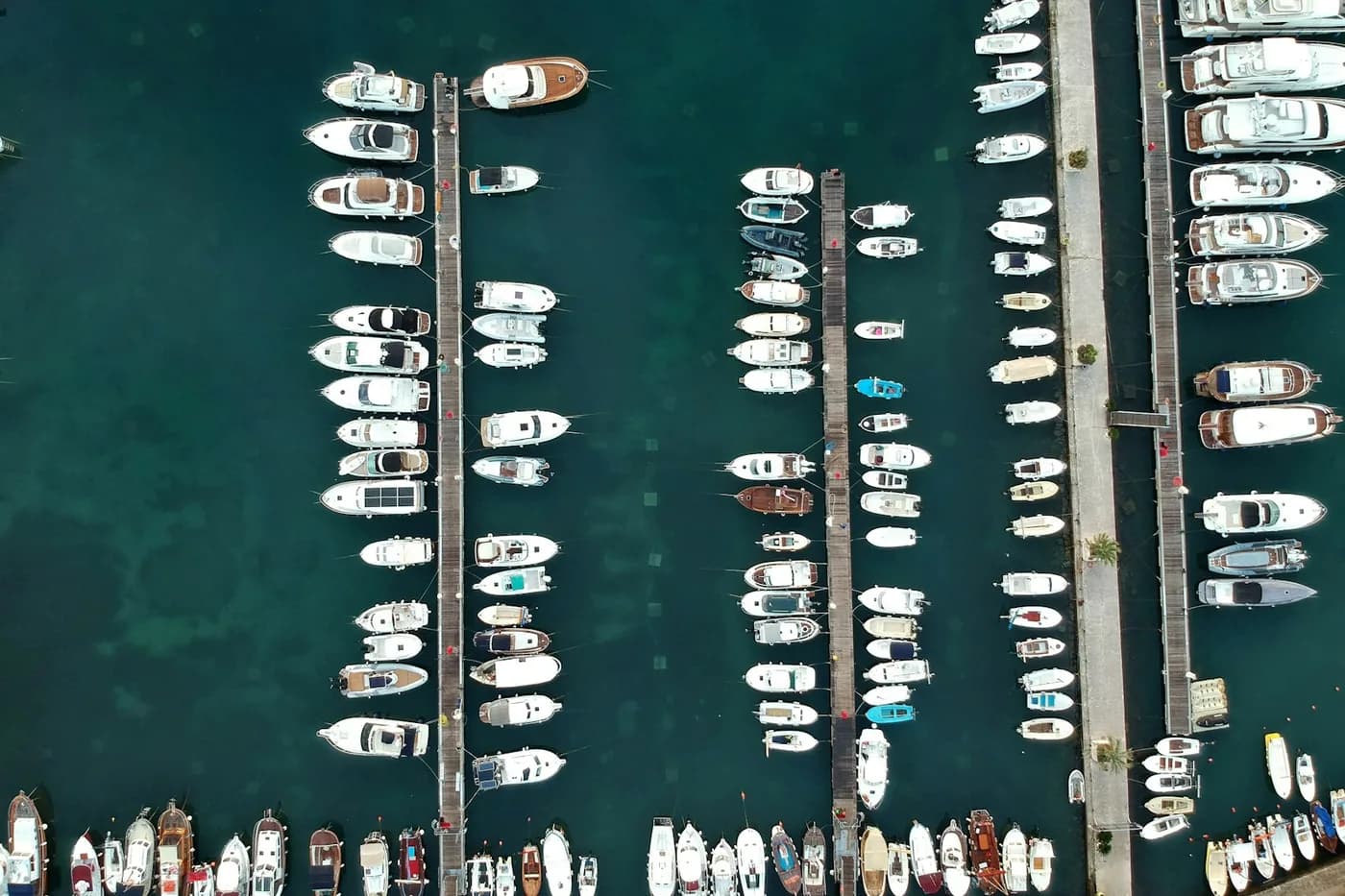 Sailing boats moored in a harbour
